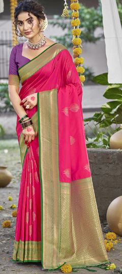 Pink and Majenta color Saree in Art Silk fabric with Weaving, Zari work