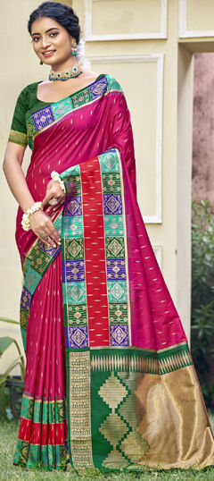 Pink and Majenta color Saree in Art Silk fabric with Printed work