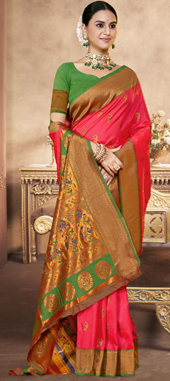 Pink and Majenta color Saree in Art Silk fabric with Weaving, Zari work