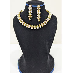 Gold Rodium Polish White and Off White color Necklace in Copper, Metal Alloy studded with Pearl