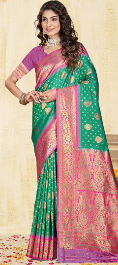 Blue color Saree in Art Silk fabric with Weaving, Zari work