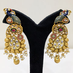 Gold Rodium Polish White and Off White color Earrings in Copper, Metal Alloy studded with CZ Diamond, Pearl