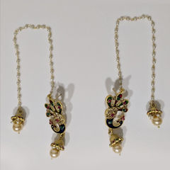 Gold Rodium Polish Green, Red and Maroon color Earrings in Copper, Metal Alloy studded with CZ Diamond
