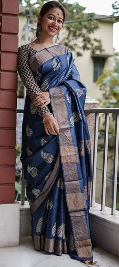 Blue color Saree in Art Silk fabric with Weaving, Zari work