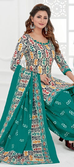 Multicolor color Salwar Kameez in Cotton fabric with Printed work