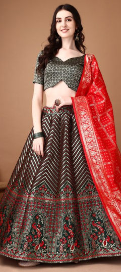 Multicolor color Lehenga in Jacquard fabric with Weaving work