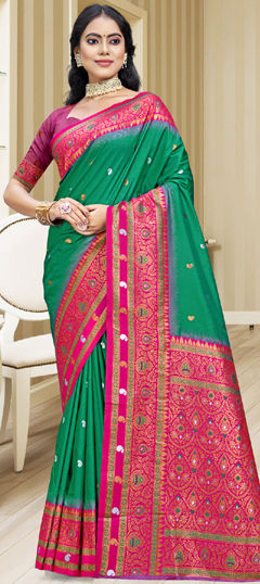 Blue color Saree in Art Silk fabric with Weaving work