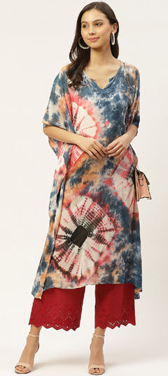 Multicolor color Kaftan in Crepe Silk fabric with Printed work