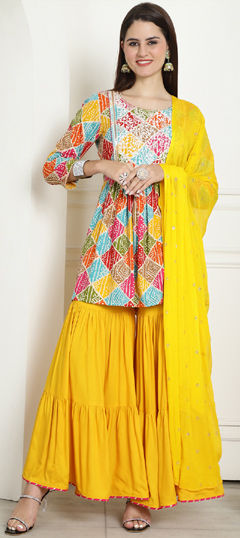 Multicolor color Salwar Kameez in Rayon fabric with Printed work