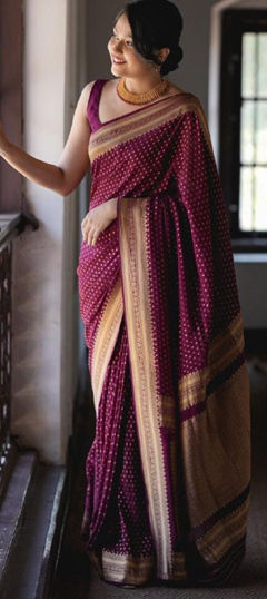 Pink and Majenta color Saree in Art Silk fabric with Weaving work