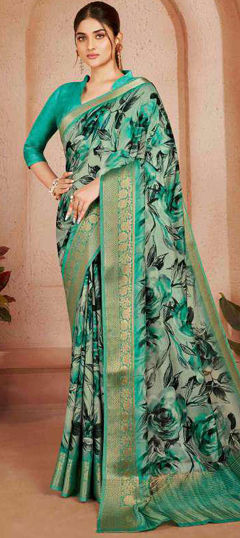 Multicolor color Saree in Crepe Silk fabric with Floral, Printed, Weaving work