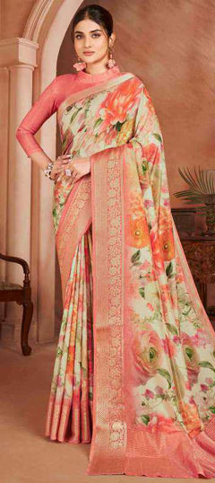 Multicolor color Saree in Crepe Silk fabric with Floral, Printed, Weaving work