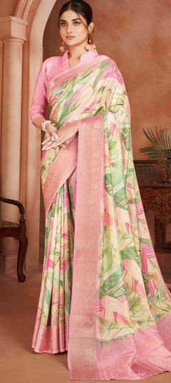 Multicolor color Saree in Crepe Silk fabric with Printed, Weaving work