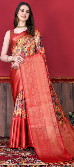 Multicolor color Saree in Silk fabric with Digital Print work