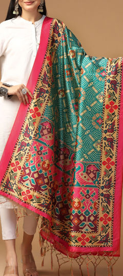 Blue color Dupatta in Art Silk fabric with Digital Print work