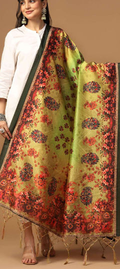 Green color Dupatta in Art Silk fabric with Digital Print work