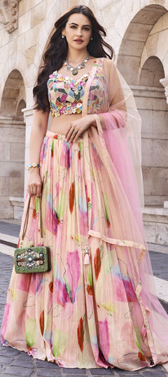 Pink and Majenta color Ready to Wear Lehenga in Silk fabric with Printed work