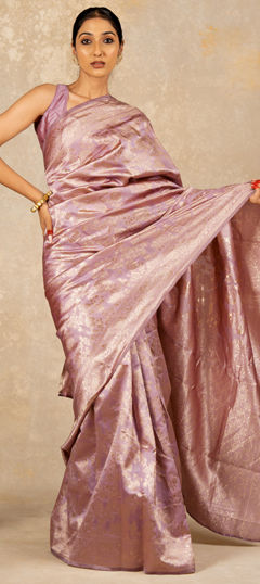 Pink and Majenta color Saree in Blended, Silk fabric with Weaving, Zari work