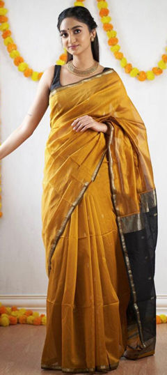 Yellow color Saree in Art Silk fabric with Zari work