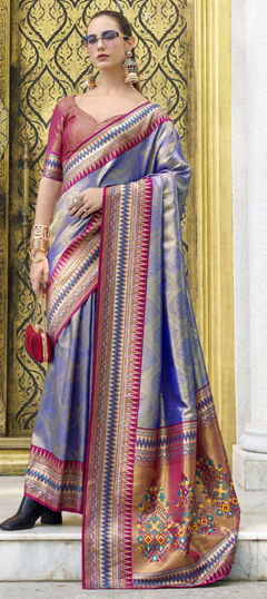 Multicolor color Saree in Tissue fabric with Weaving, Zari work