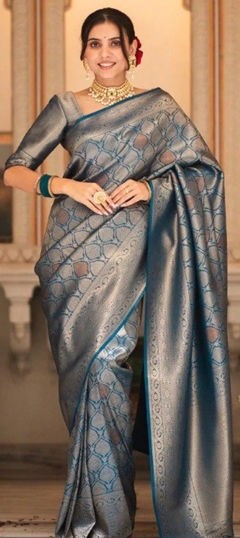 Blue color Saree in Art Silk fabric with Weaving, Zari work