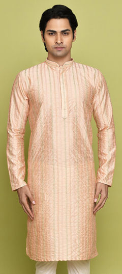 Pink and Majenta color Kurta in Art Dupion Silk fabric with Embroidered work