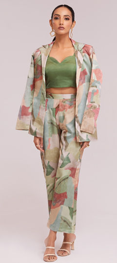 Multicolor color Co-ords Set in Satin Silk fabric with Printed work