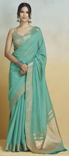 Blue color Saree in Silk fabric with Weaving, Zari work