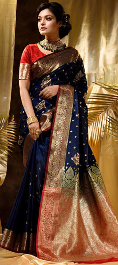 Blue color Saree in Art Silk fabric with Weaving, Zari work