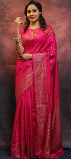 Pink and Majenta color Saree in Art Silk fabric with Weaving, Zari work