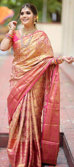 Yellow color Saree in Art Silk fabric with Weaving work