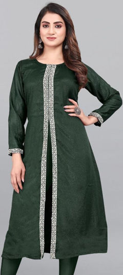 Green color Kurti in Georgette fabric with Embroidered, Sequence, Thread work