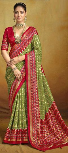 Green color Saree in Art Silk fabric with Weaving work