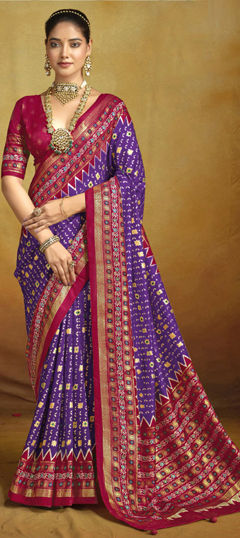 Red and Maroon color Saree in Art Silk fabric with Weaving work