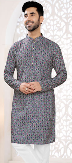 Blue color Kurta in Rayon fabric with Embroidered, Printed, Resham work