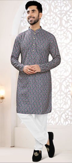 Blue color Kurta Pyjamas in Rayon fabric with Embroidered, Printed, Resham work