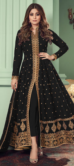 Green color Salwar Kameez in Georgette fabric with Embroidered, Sequence, Thread work