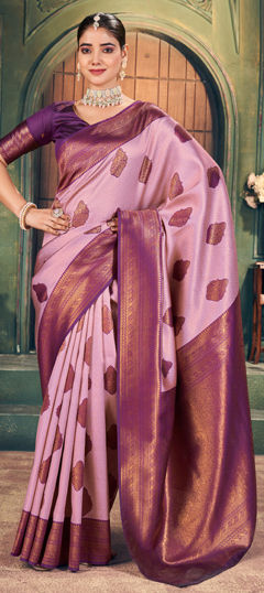 Pink and Majenta color Saree in Art Silk fabric with Weaving, Zari work