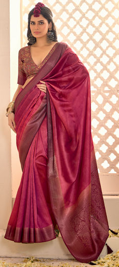 Pink and Majenta color Saree in Art Silk fabric with Weaving, Zari work