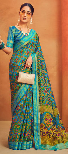 Blue color Saree in Georgette fabric with Weaving work