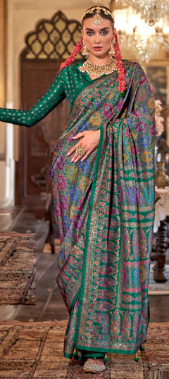 Multicolor color Saree in Silk fabric with Printed work