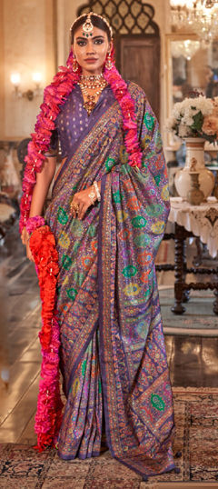 Multicolor color Saree in Silk fabric with Printed work