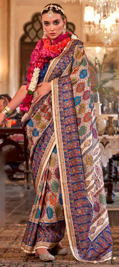 Multicolor color Saree in Silk fabric with Printed work