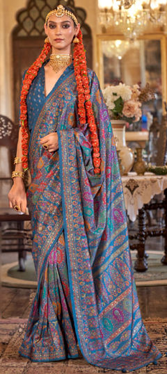 Multicolor color Saree in Silk fabric with Printed work