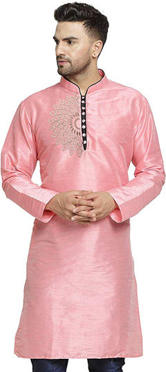 Pink and Majenta color Kurta in Dupion Silk fabric with Embroidered, Thread work