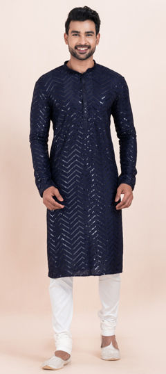 Blue color Kurta Pyjamas in Viscose fabric with Sequence work