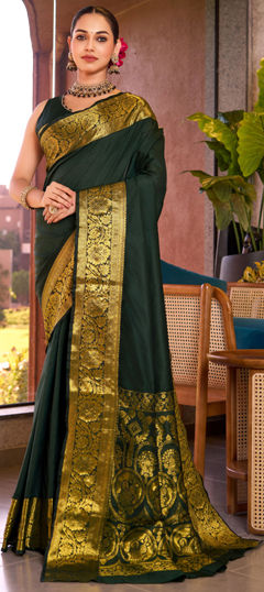 Green color Saree in Art Silk fabric with Weaving, Zari work