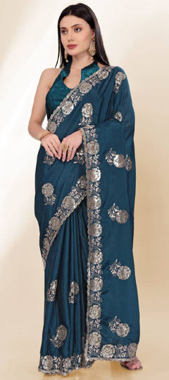 Blue color Saree in Art Silk fabric with Sequence work