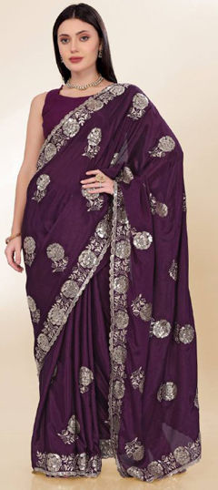 Purple and Violet color Saree in Art Silk fabric with Sequence work