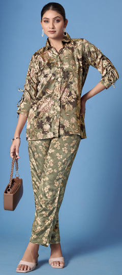 Multicolor color Co-ords Set in Crepe Silk fabric with Digital Print, Floral work